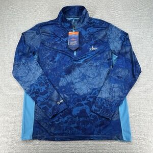 Habit Shirt Men's Large Blue Camo Black Fork Mountain Trail 1/4 Zip Performance